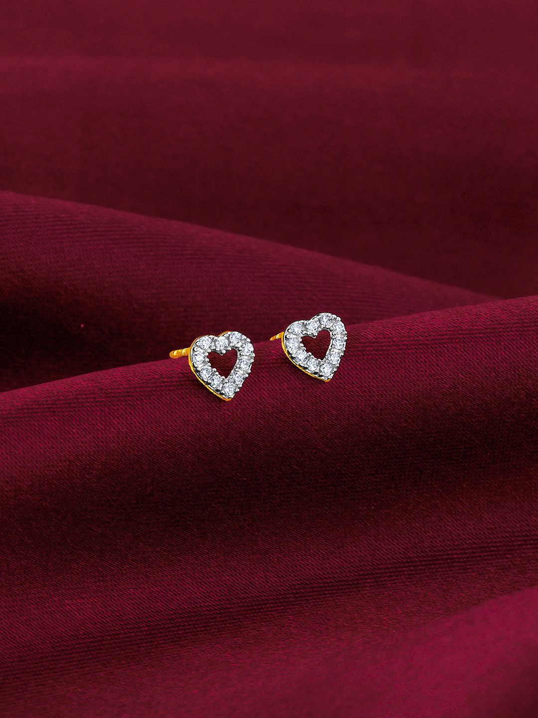 

GIVA 18KT(750) Yellow Gold Aspiring Heart Diamond Earrings