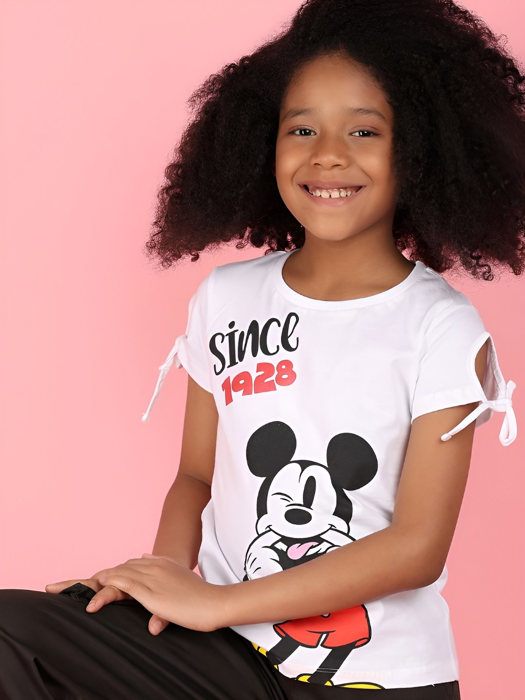 

V-Mart Girls Graphic Printed Round Neck Cotton T-shirt, White