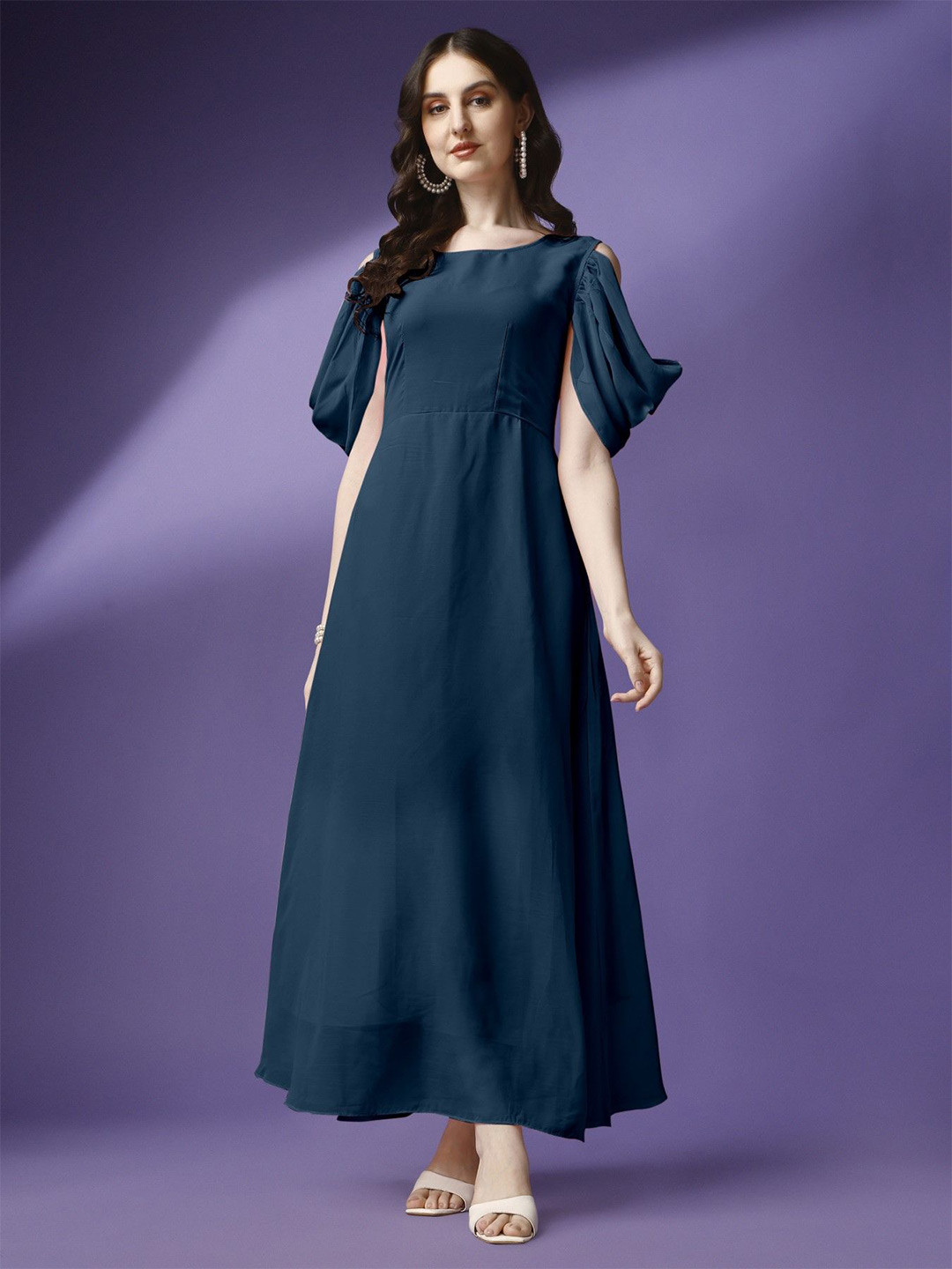 

Vastani Enterprise Women Solid Maxi Gown Dress, Blue