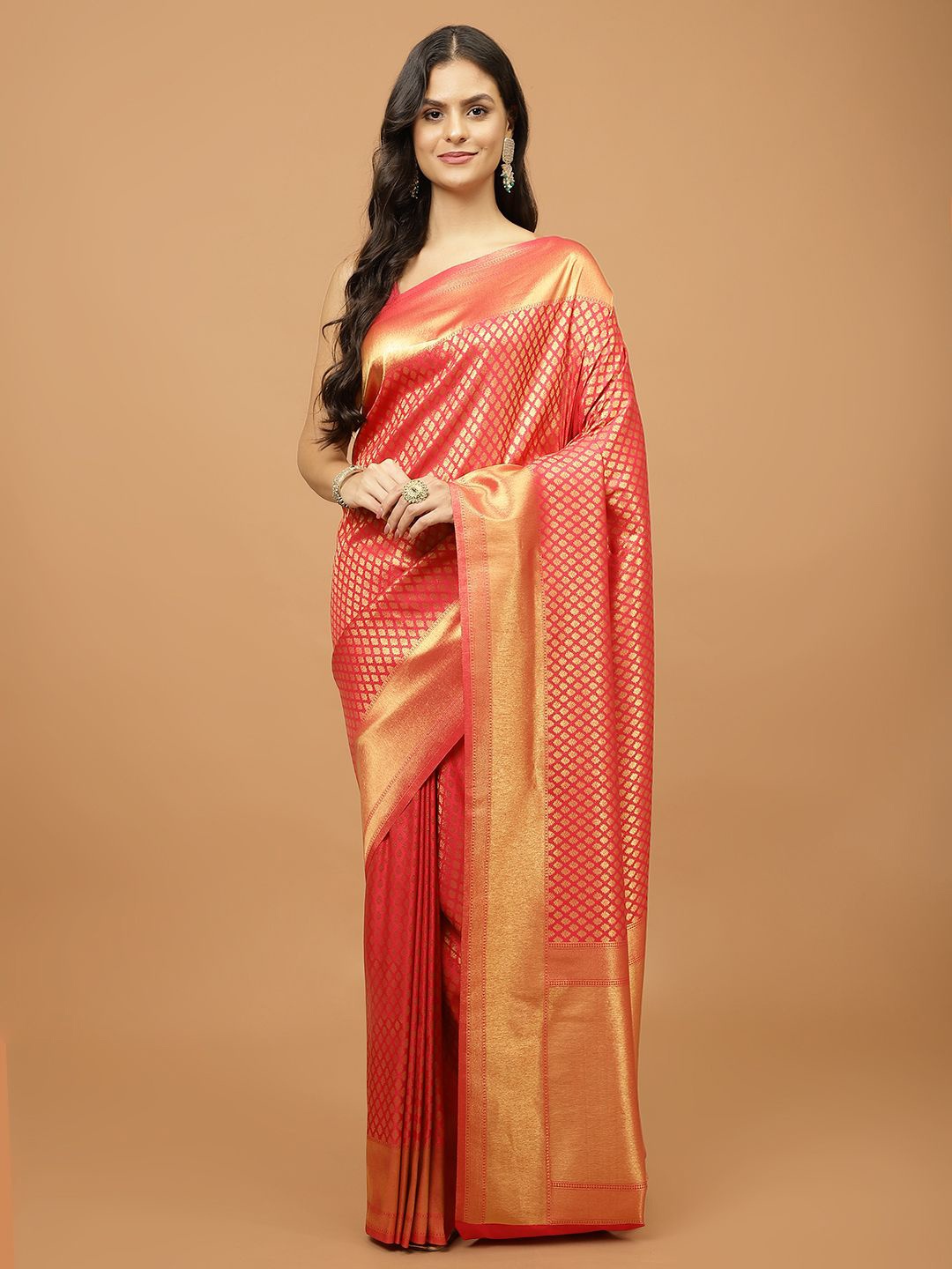 

Meena Bazaar Woven Design Zari Saree, Pink