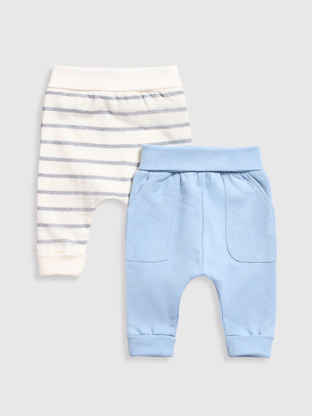 

mothercare Boys Pack of 2 Striped Relaxed Easy Wash Joggers Trousers, Blue