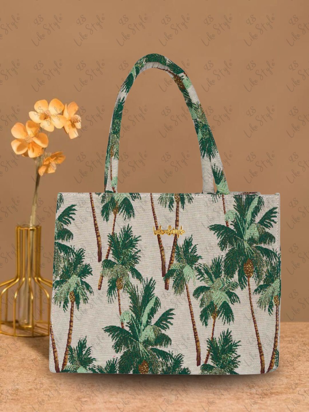 

LIKE STYLE Women Textured Oversized Structured Shoulder Jute Bag, Green
