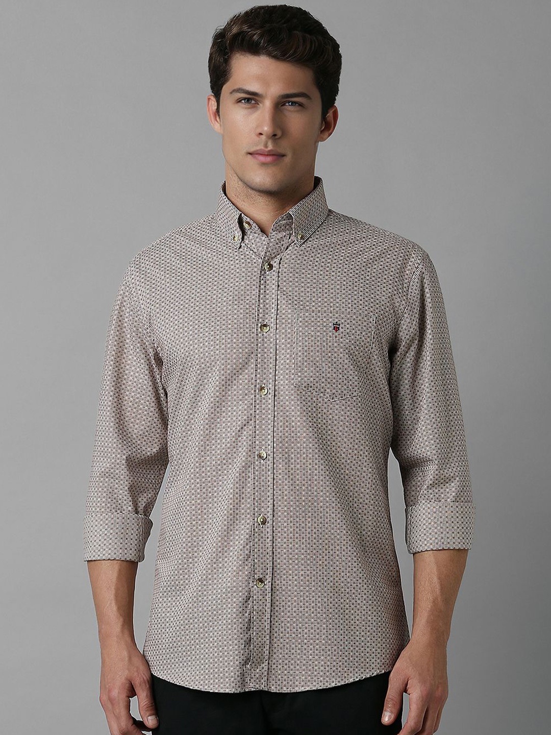 

Louis Philippe Sport Men Cotton Button-Down Collar Slim Fit Printed Shirt, Grey