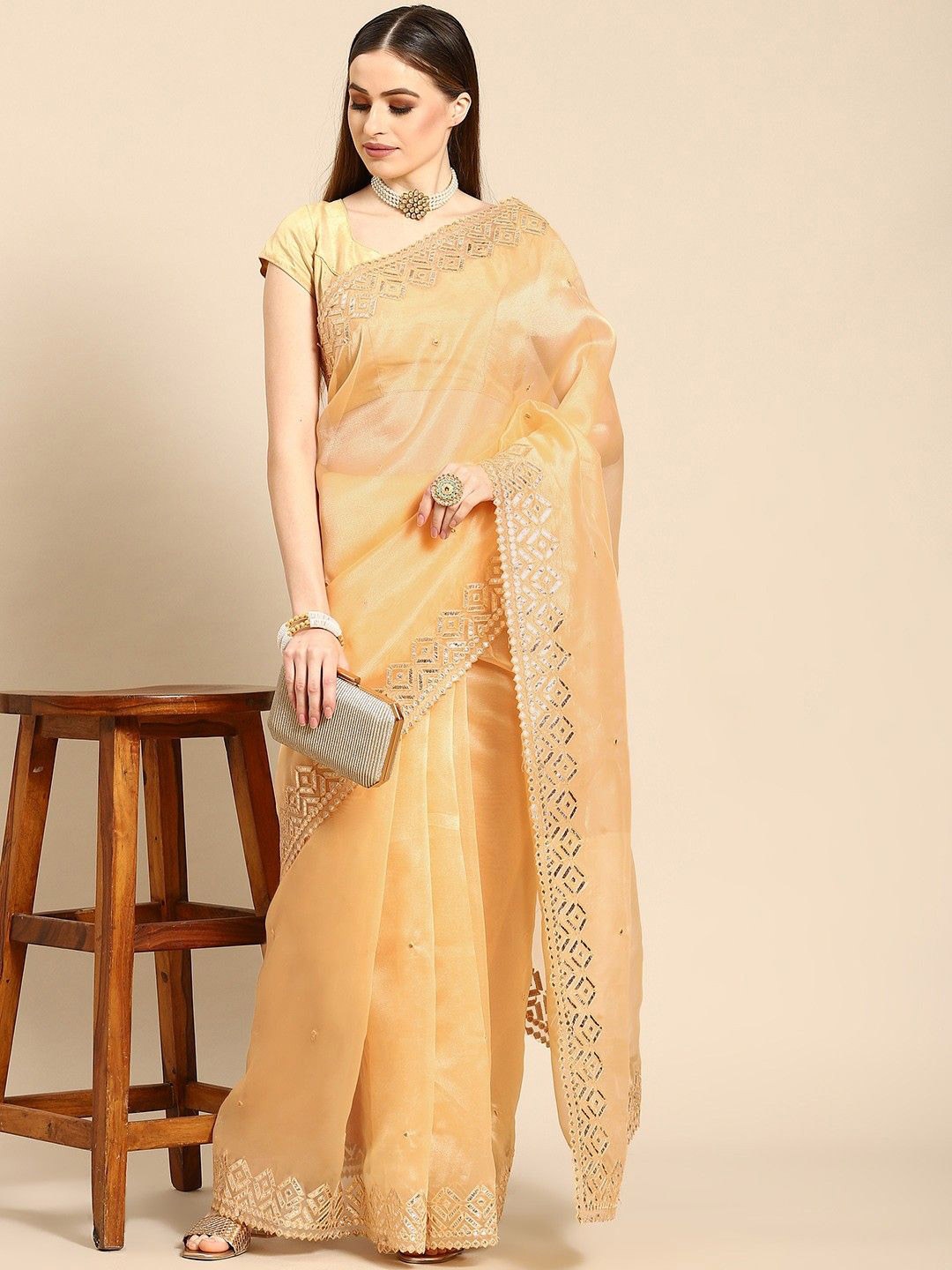 

Anouk Gotta Patti Organza Saree, Orange