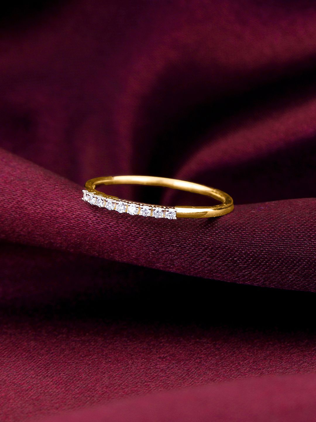

GIVA 14K Yellow Gold Plated Sparkling Diamond Stone Studded Finger Ring,Fixed Size,Indian