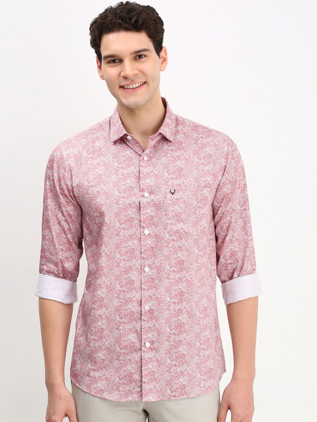 

Allen Solly Men Floral Printed Cotton Slim Fit Casual Shirt, Pink