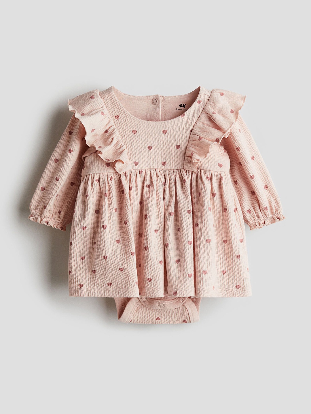 

H&M Infant Girls Printed Flared Mini Bodysuit Dress, Pink