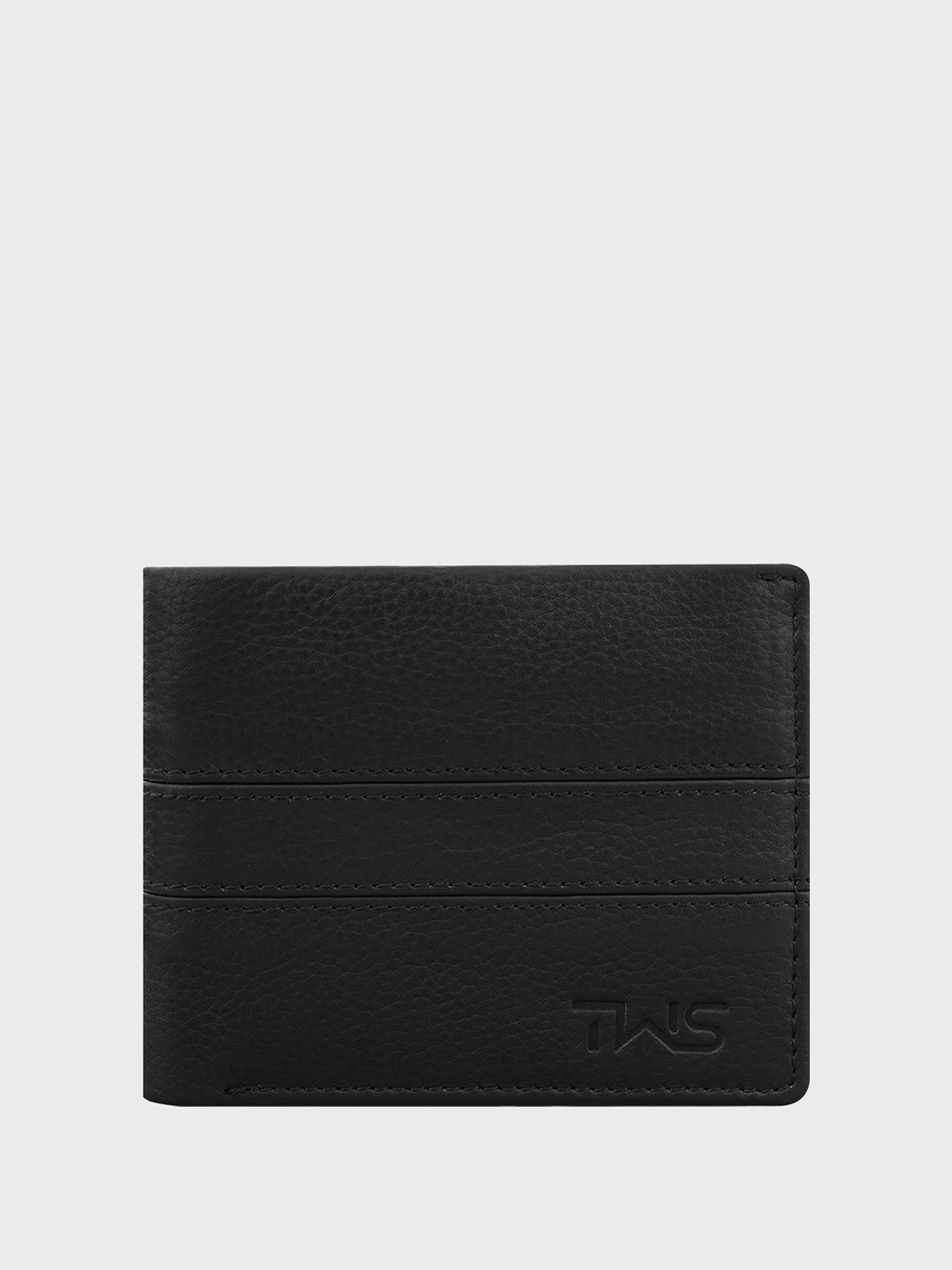 

The Wallet Store Men Linear Fusion Genuine Leather Two Fold Wallet, Black