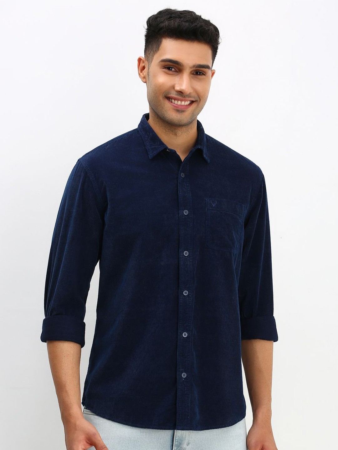 

Allen Solly Men Custom Solid Cotton Casual Shirt, Navy blue