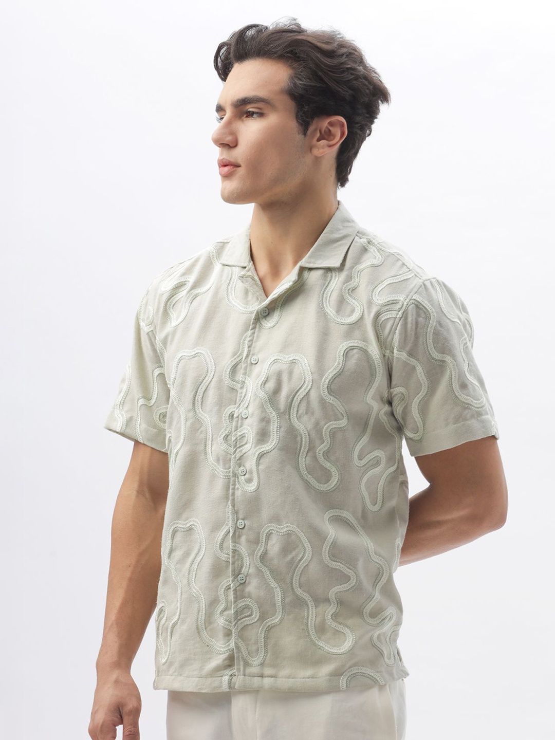 

HAMPTONS Men Embroidered Casual Shirt, Green