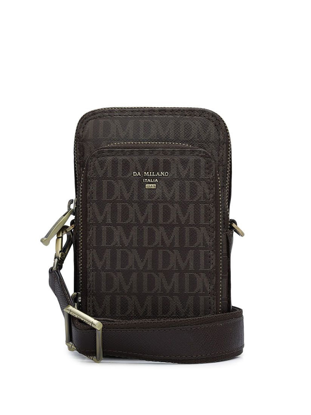 

Da Milano Men Textured Messenger Bag, Brown