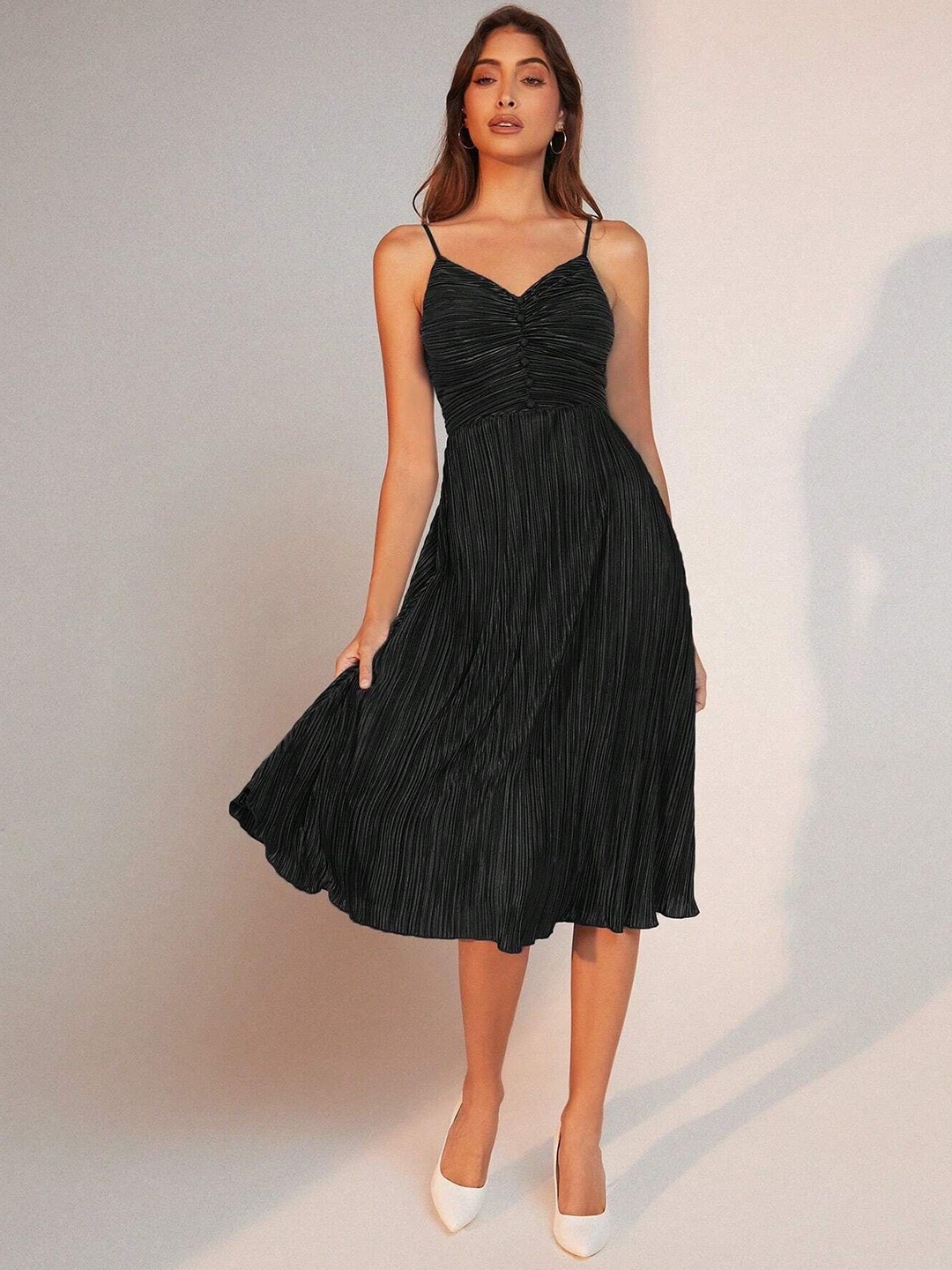

Stylecast X Slyck A-Line Midi Dress, Black