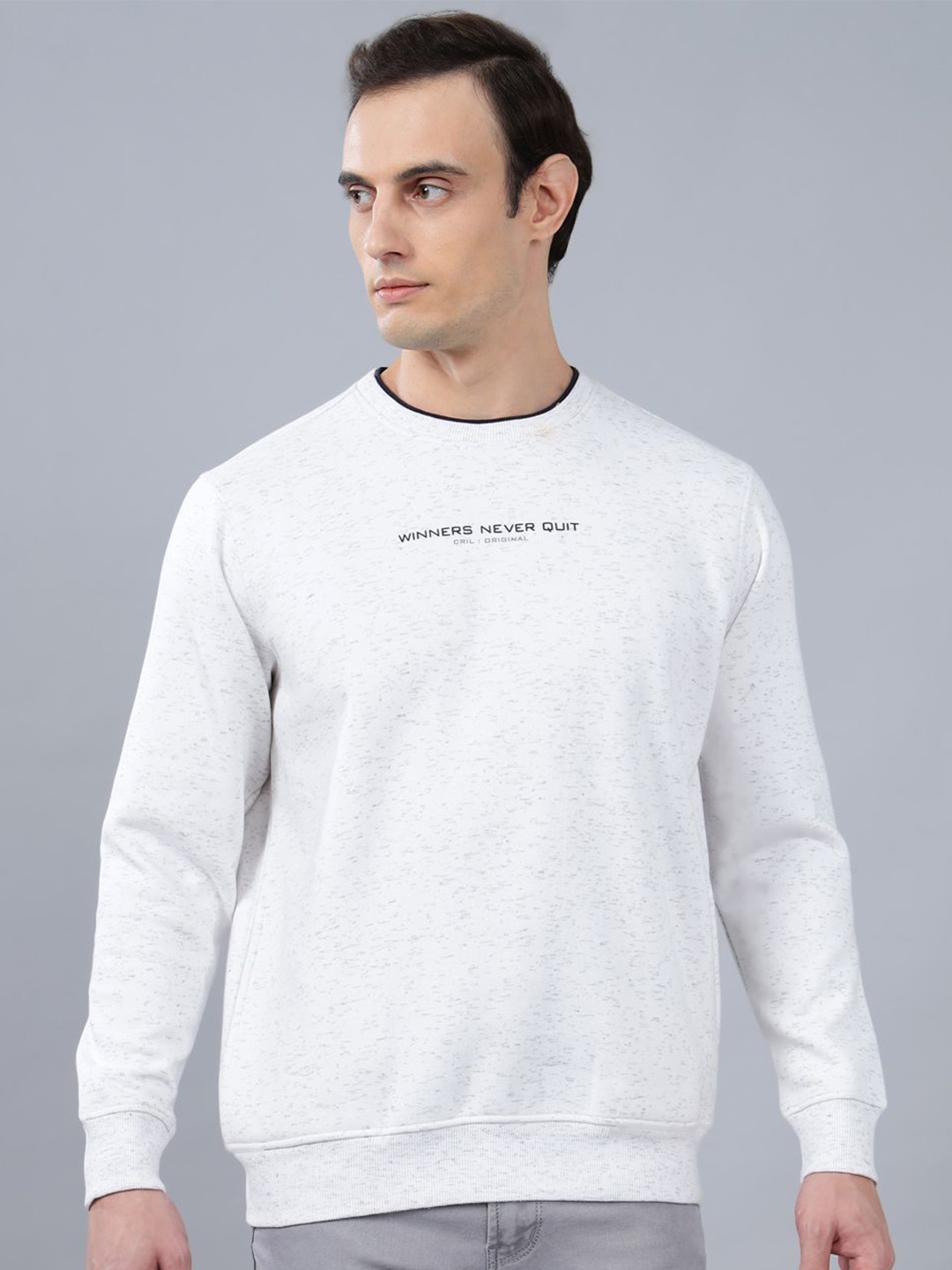 

Cantabil Men Round Neck Long Sleeves Sweatshirt, Off white