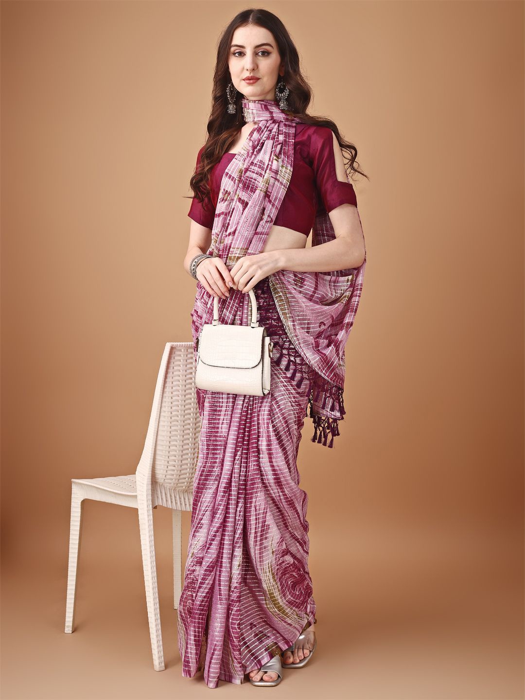 

KALINI Embellished Saree, Purple