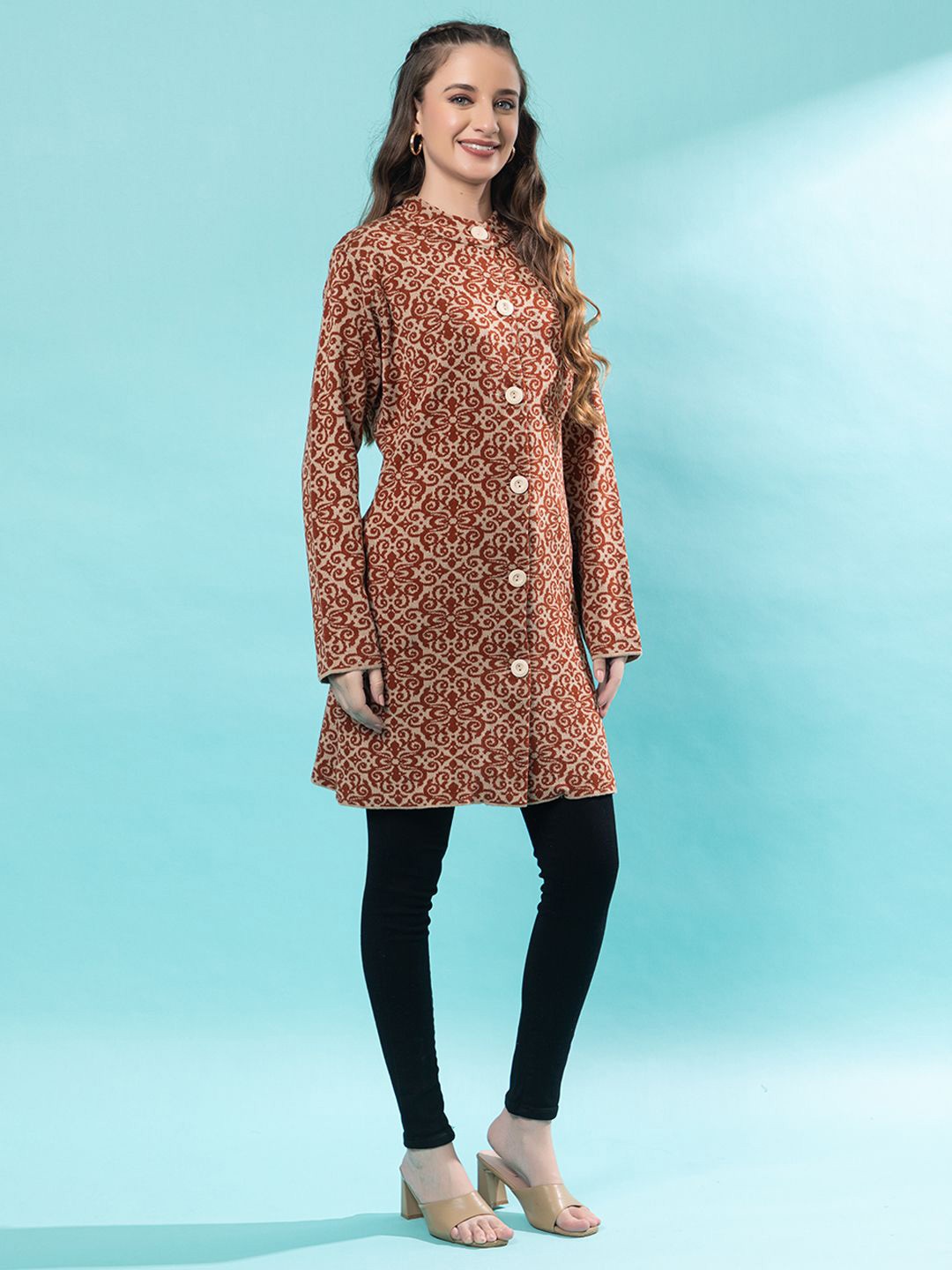 

Anouk Women Ethnic Motifs Printed Long Sleeves Cardigan Sweater, Beige