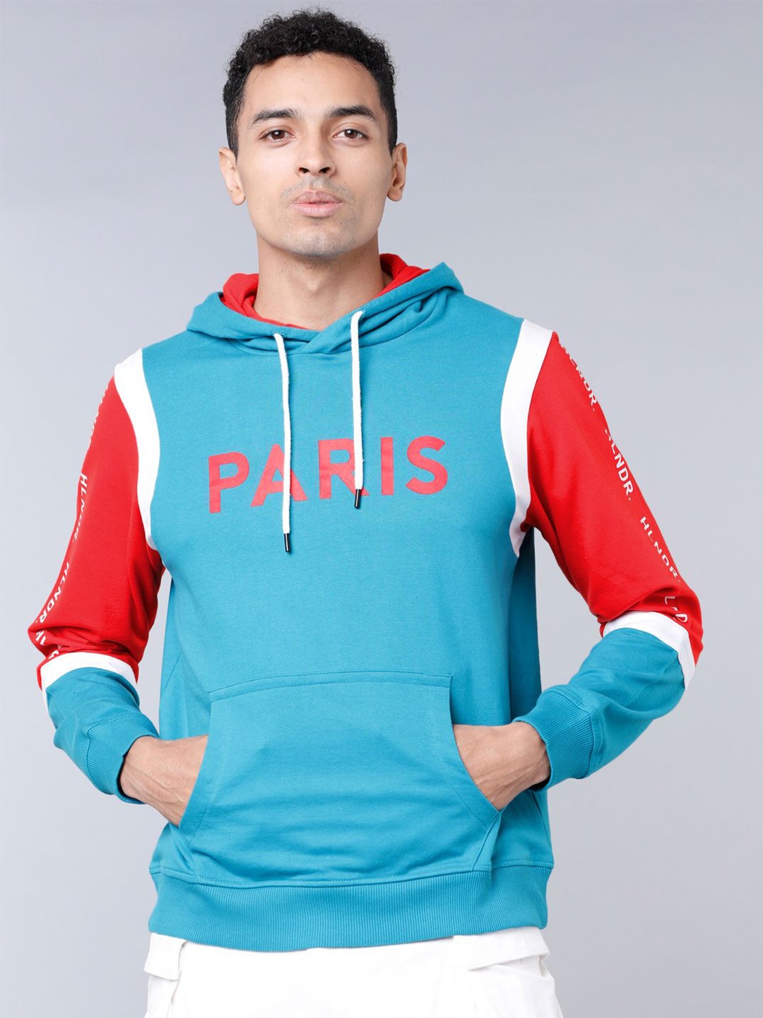 

HIGHLANDER Men Typography Printed Hood Cotton Pullover Sweatshirt, Teal
