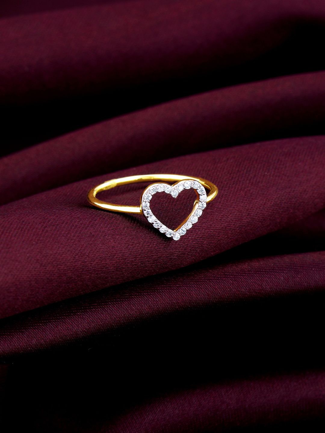 

GIVA 14KT BIS Hall Mark Gold Delicate Heart Diamond Ring 1.25 gm