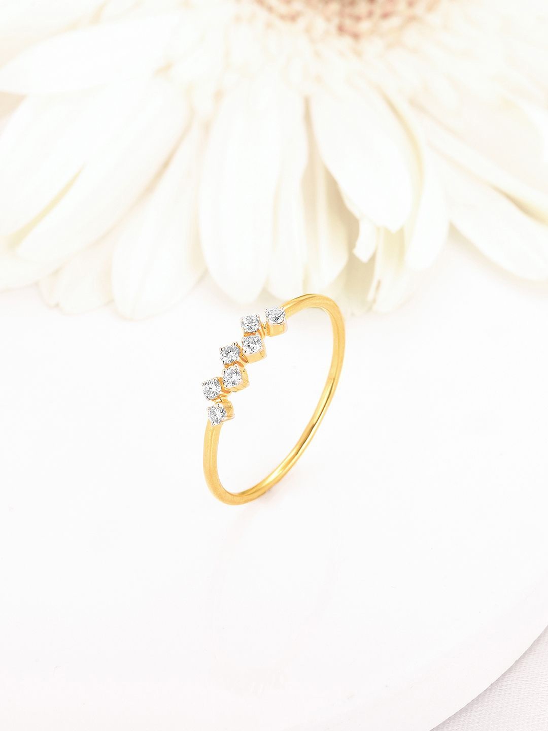 

GIVA Women 14KT Yellow Gold Shimmering Stackable Diamond Ring