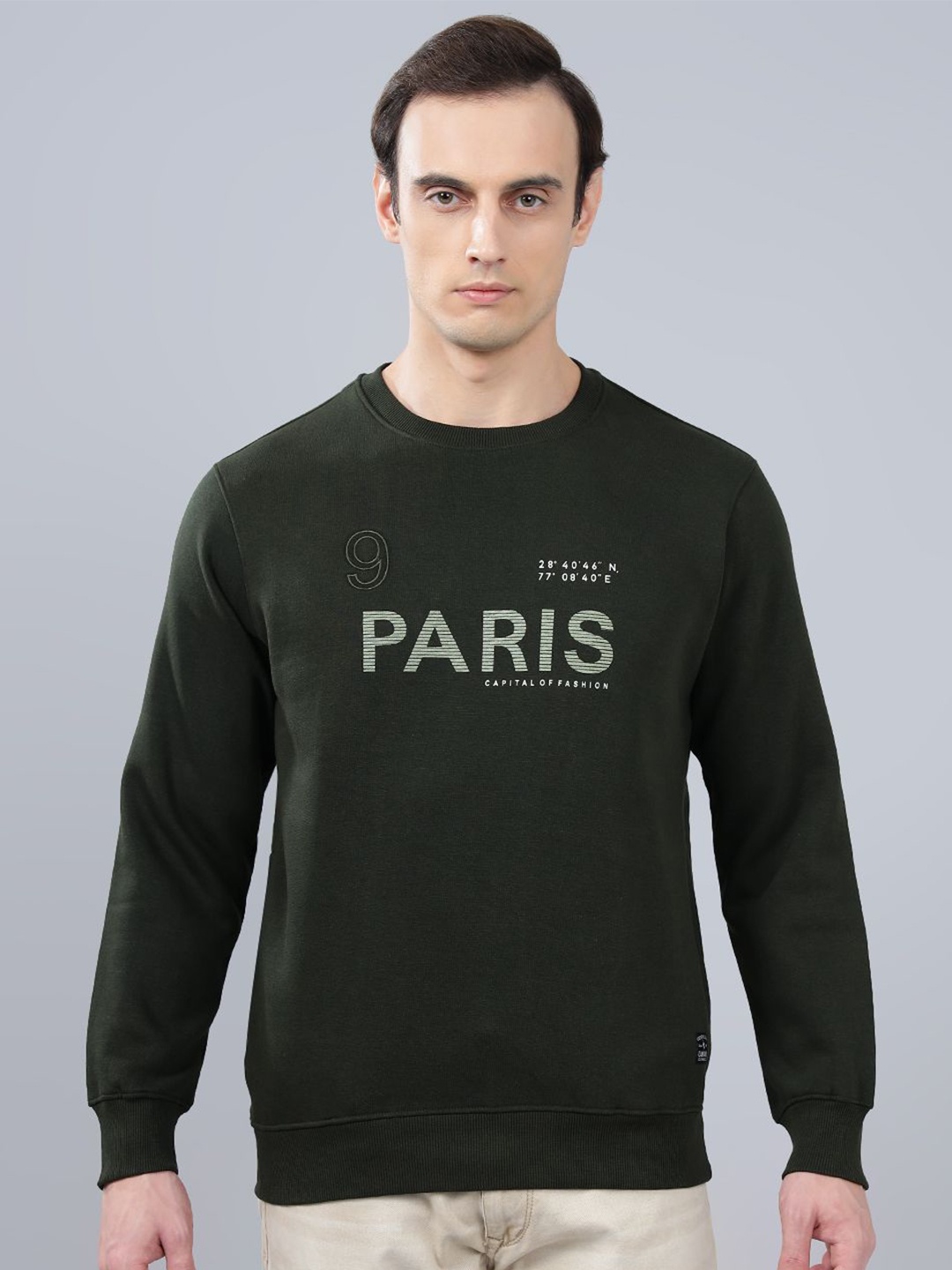 

Cantabil Men Typography Printed Round Neck Pullover Sweatshirt, Green