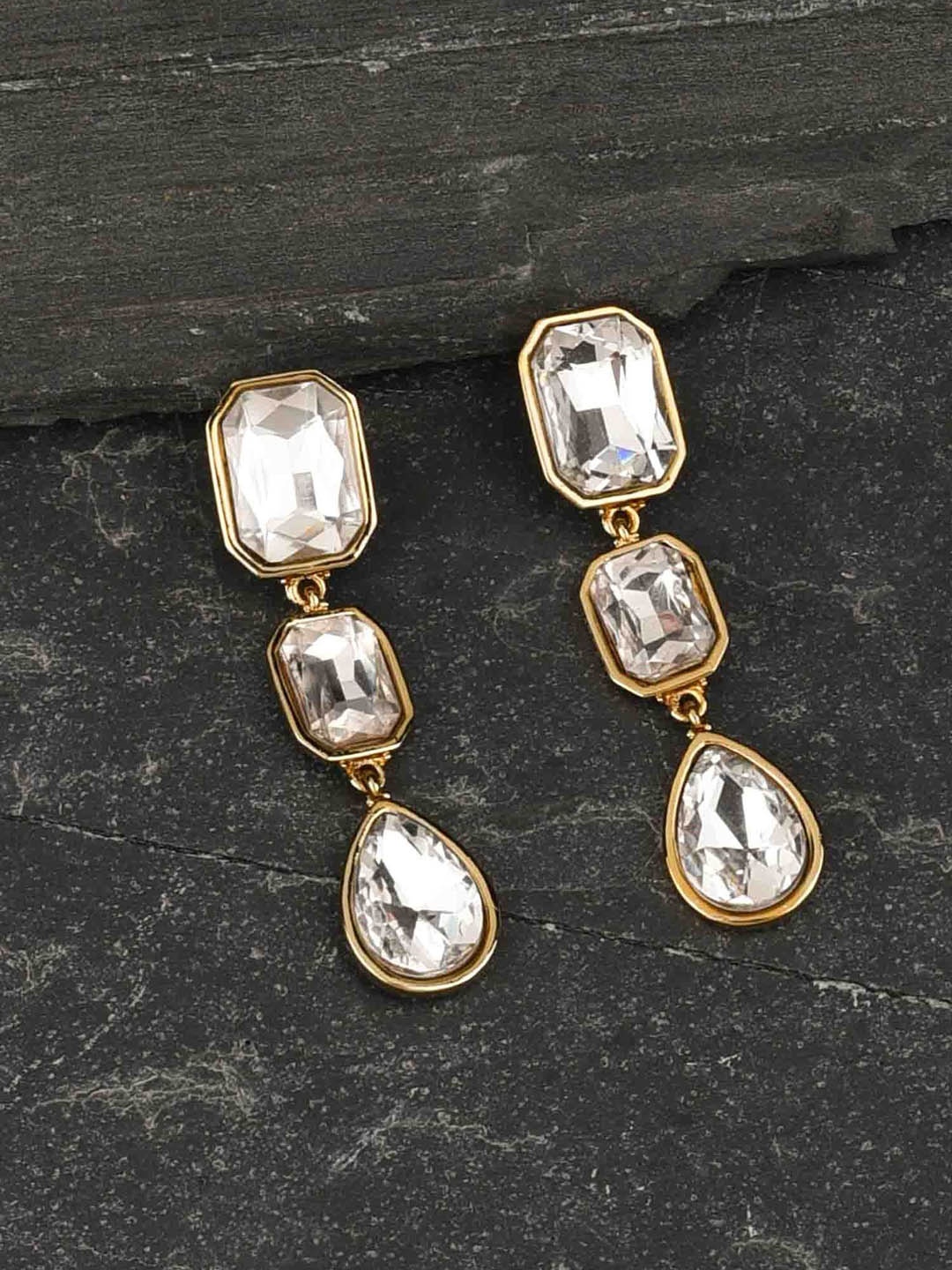 

Amreli Jaipur Victorian Gold-Plated Kundan Studded Drop Earrings