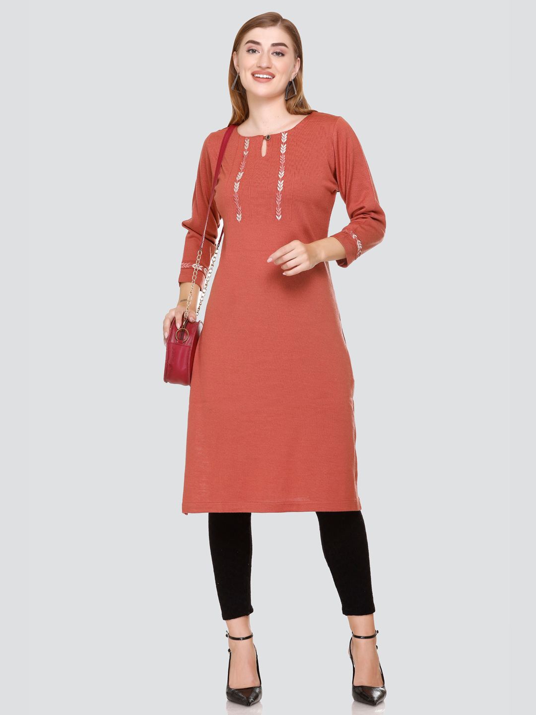 

PUREMIST Yoke Design Straight Kurtas, Pink