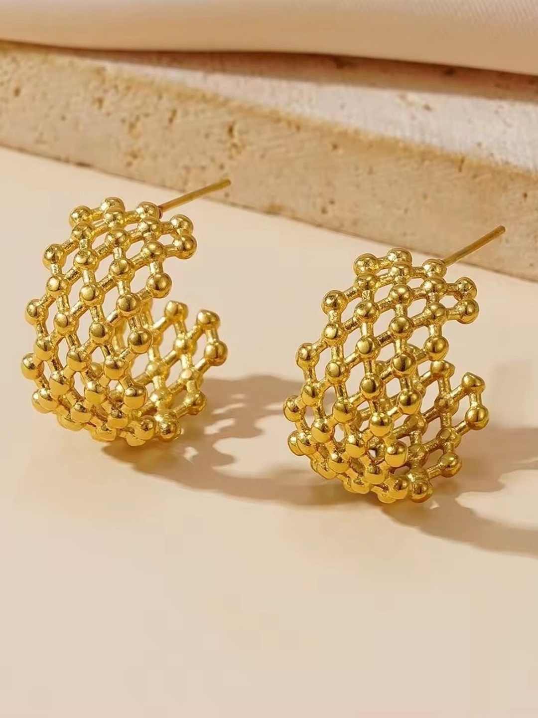 

DIVASTRI Gold-Plated Contemporary Half Hoop Earrings