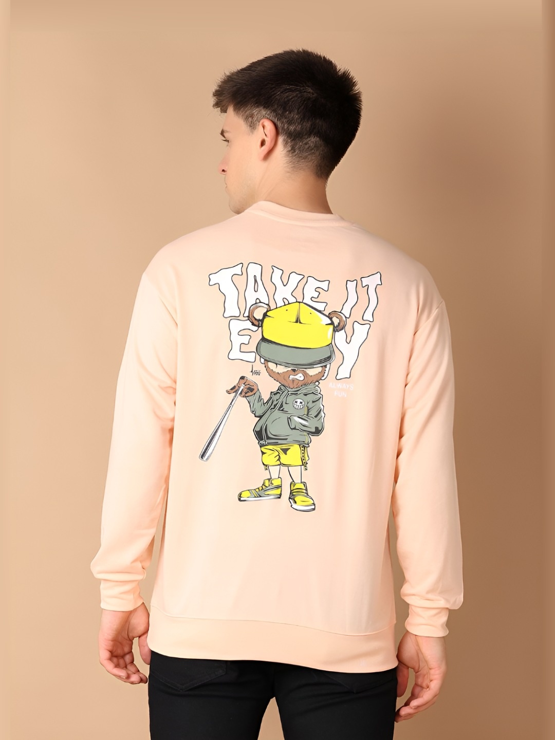 

V-Mart Men Graphic Printed Round Neck Cotton T-shirt, Pink
