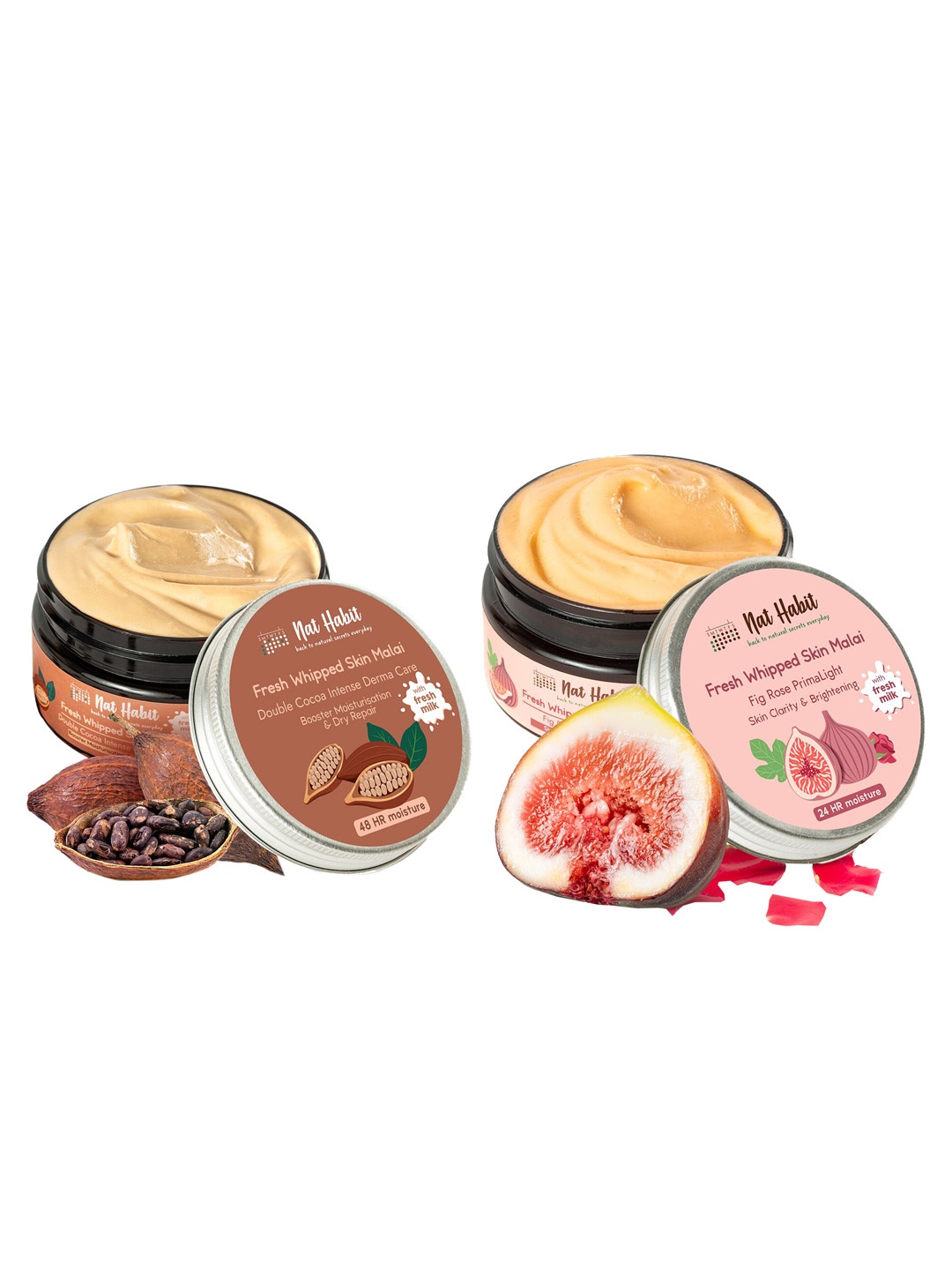 

Nat Habit Set of 2 Fresh Whipped Skin Malai Body Butter - 120 ml each, Brown