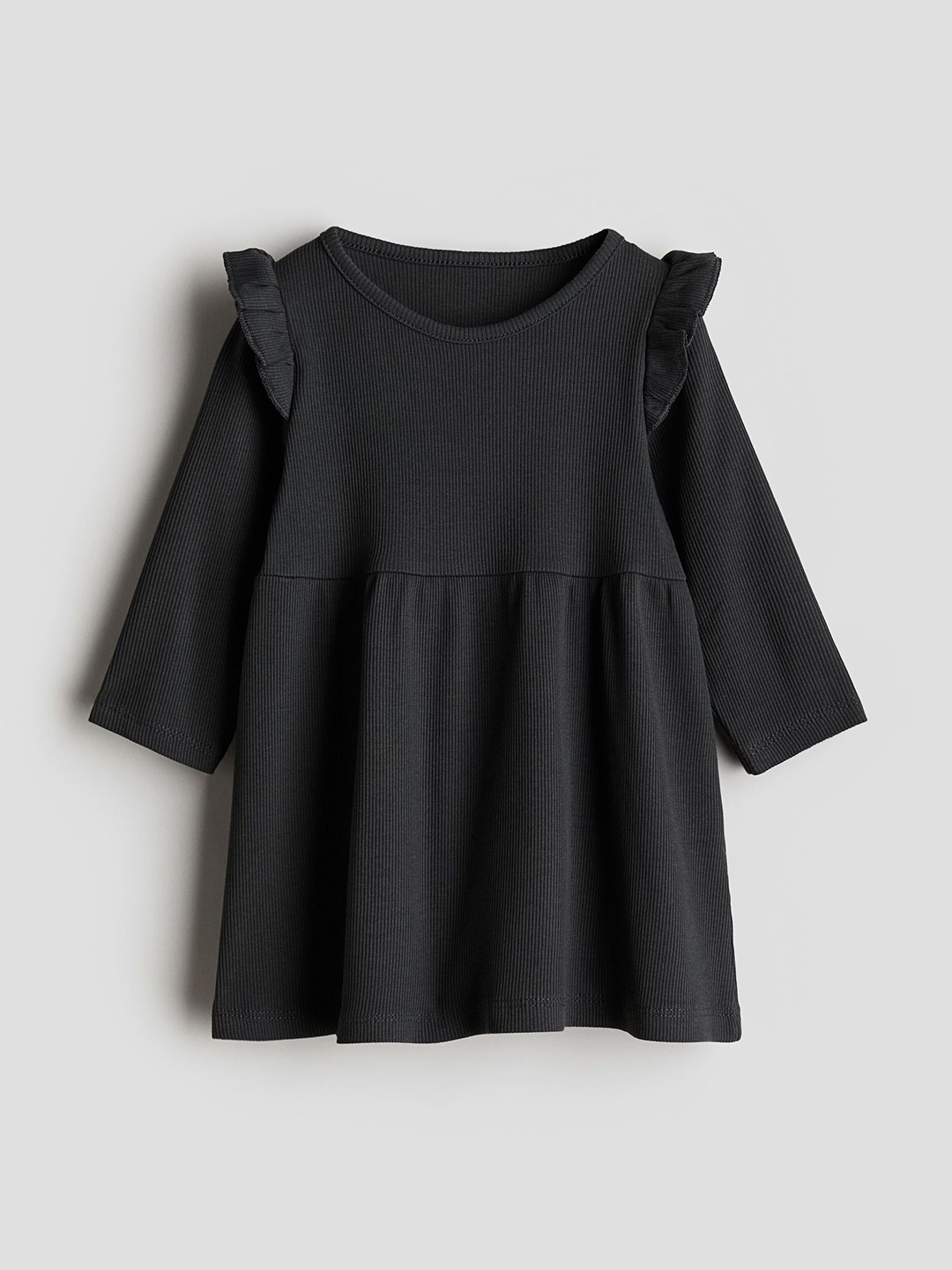 

H&M Infant Girls Ribbed A-Line Dress, Black