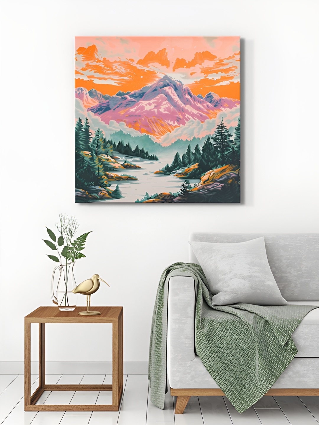 

999Store Orange & Purple Mountain Landscape Canvas Painting Wall Art