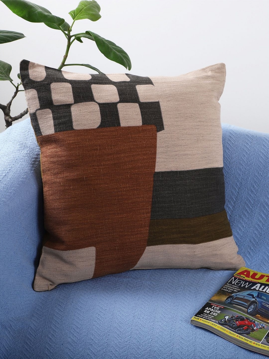 

Jamio Firati Brown & Beige Geometric Cotton Square Cushion Covers