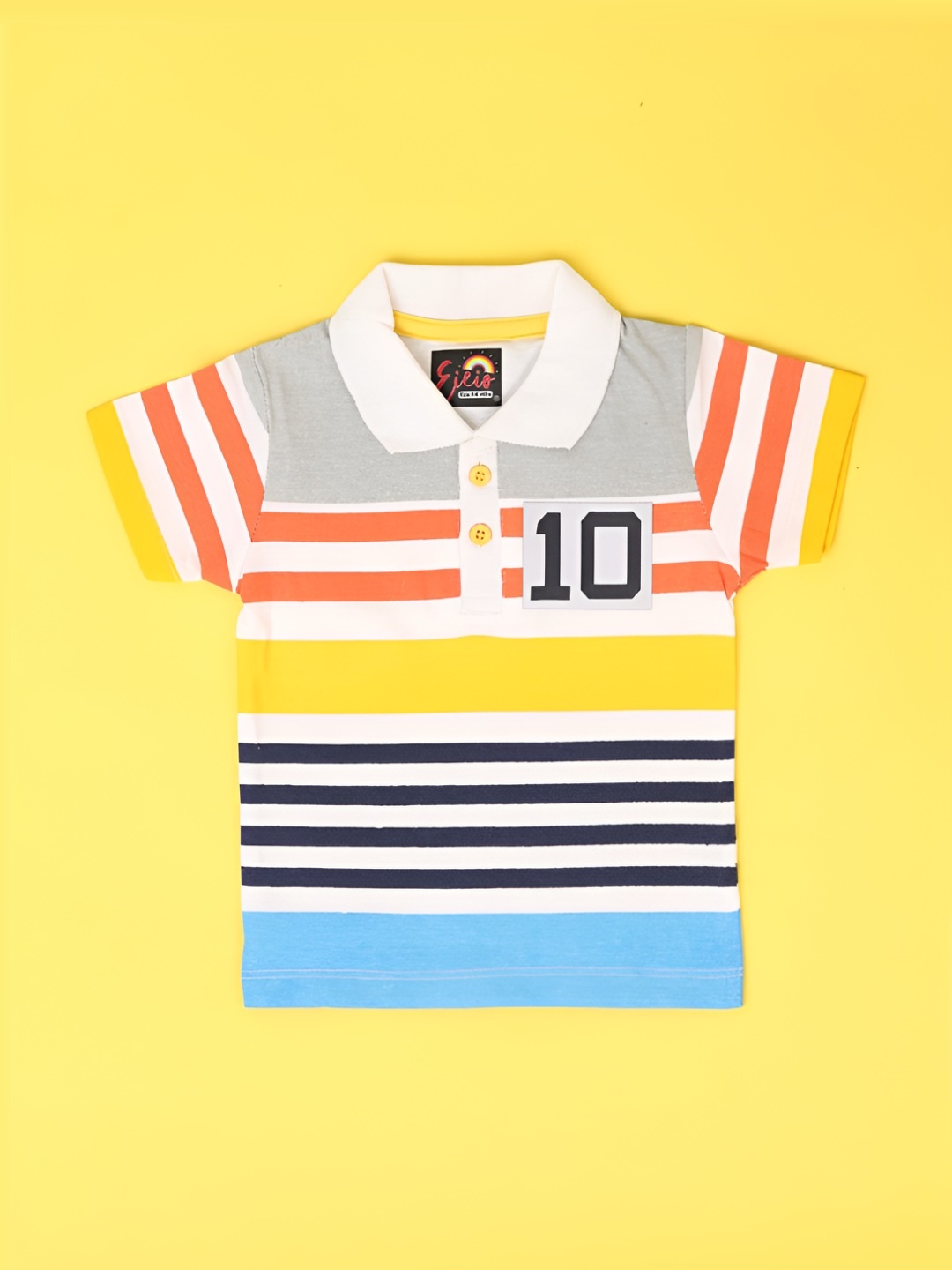 

V-Mart Boys Striped Polo Collar Cotton T-shirt, White