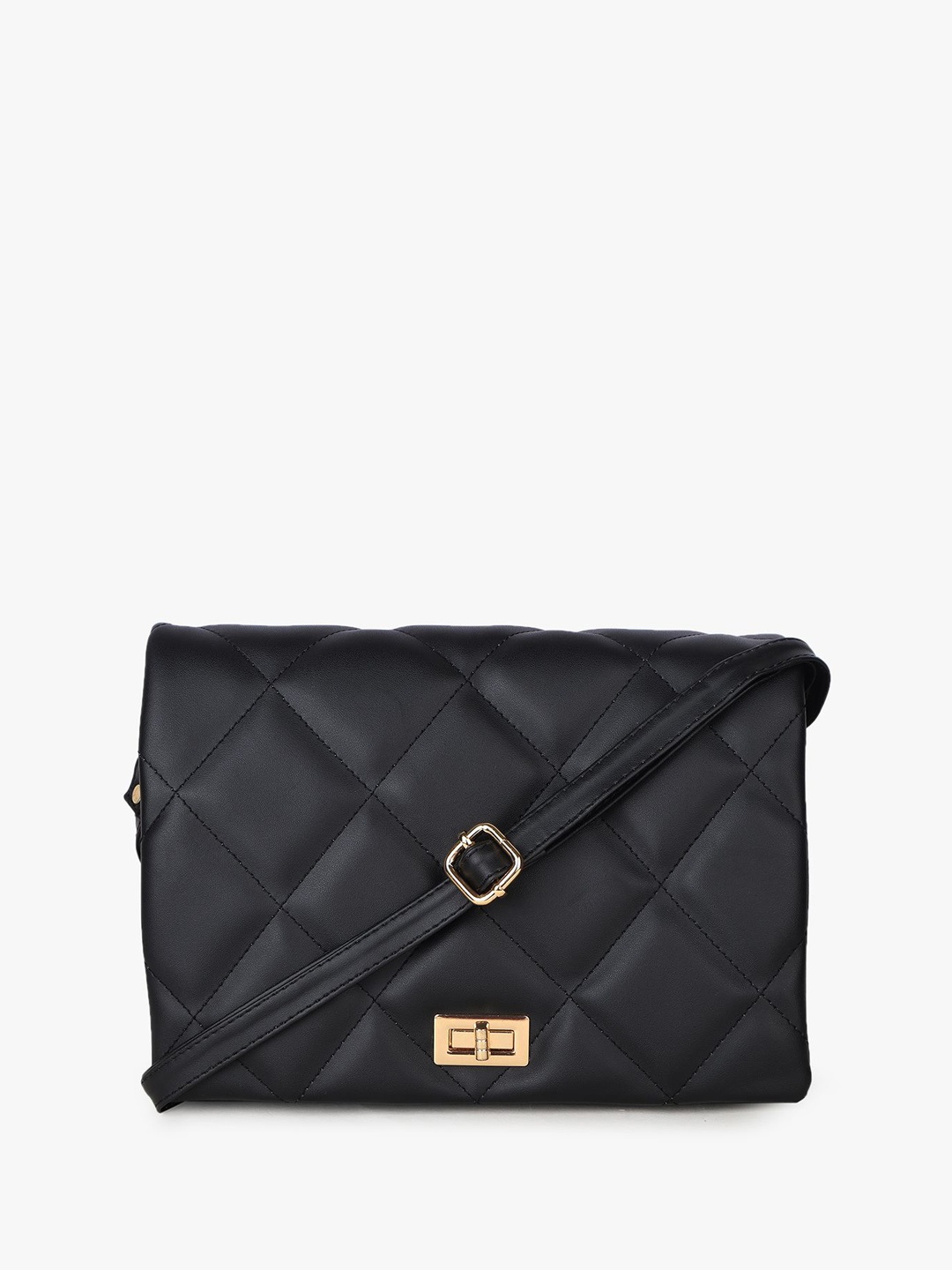 

Carlton London Women Black Synthetic Leather Bowling Shoulder Bag with Quilted