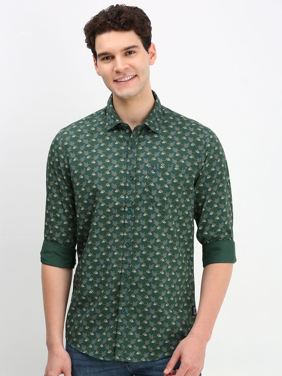 

Allen Solly Men Custom Floral Printed Cotton Casual Shirt, Green