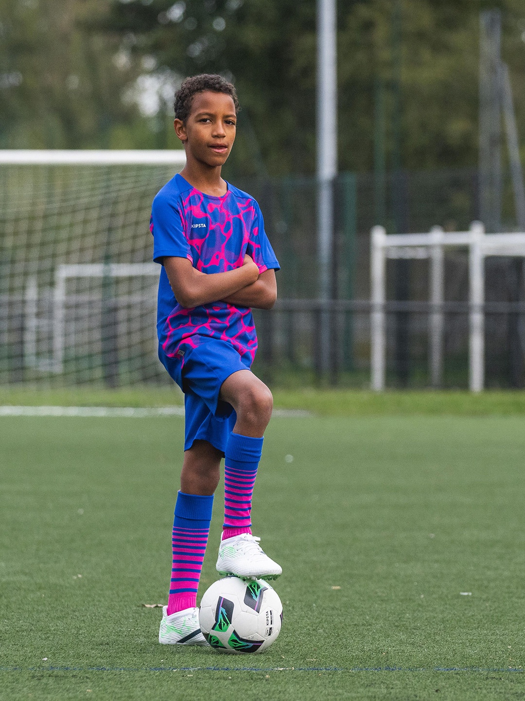 

Kipsta By Decathlon Kids Blue Pink Viralto Football High Socks