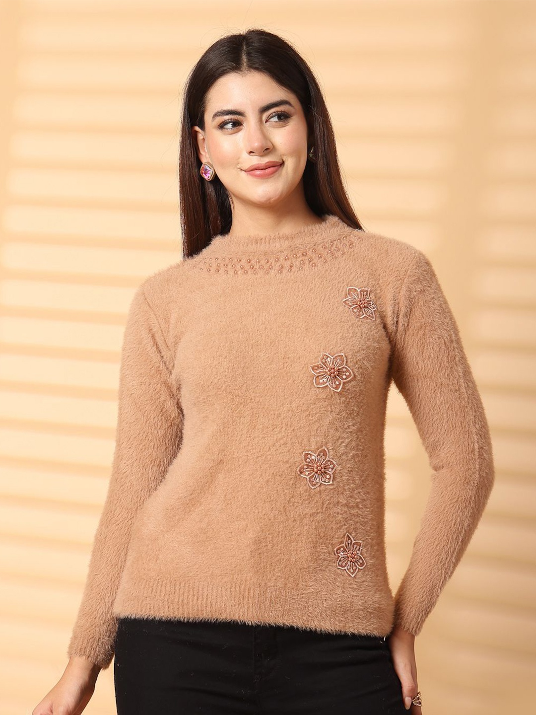 

Clora Creation Women Woollen Pullover Sweaters, Beige