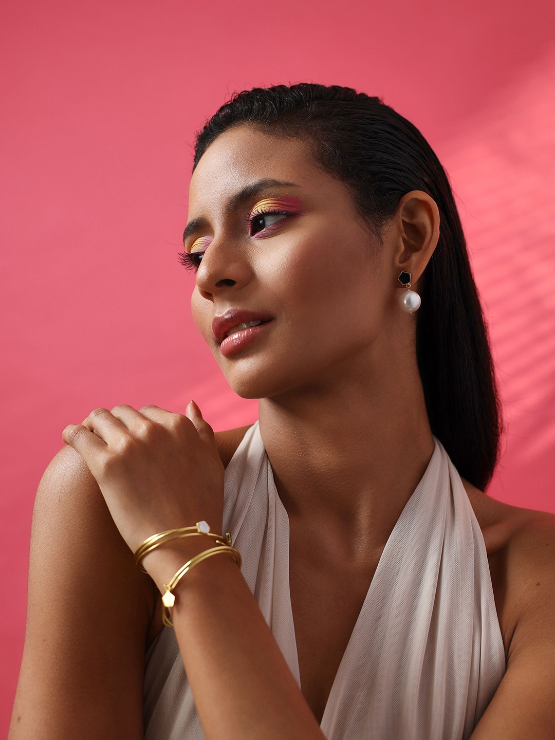

Varnika Arora Gold-Plated Pearls Beaded Drop Earrings
