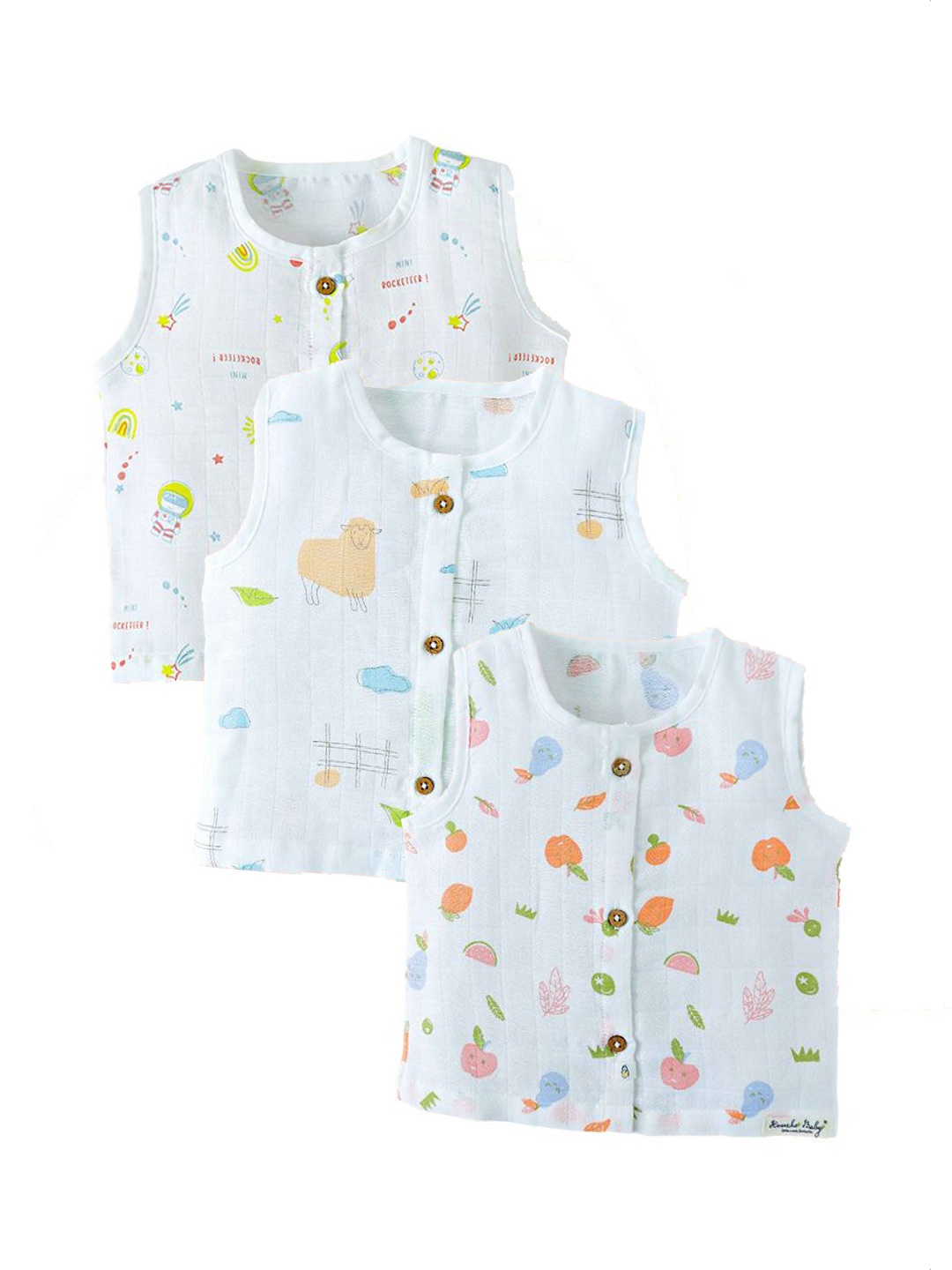 

Honcho Baby Print Cotton Shirt Style Top, White