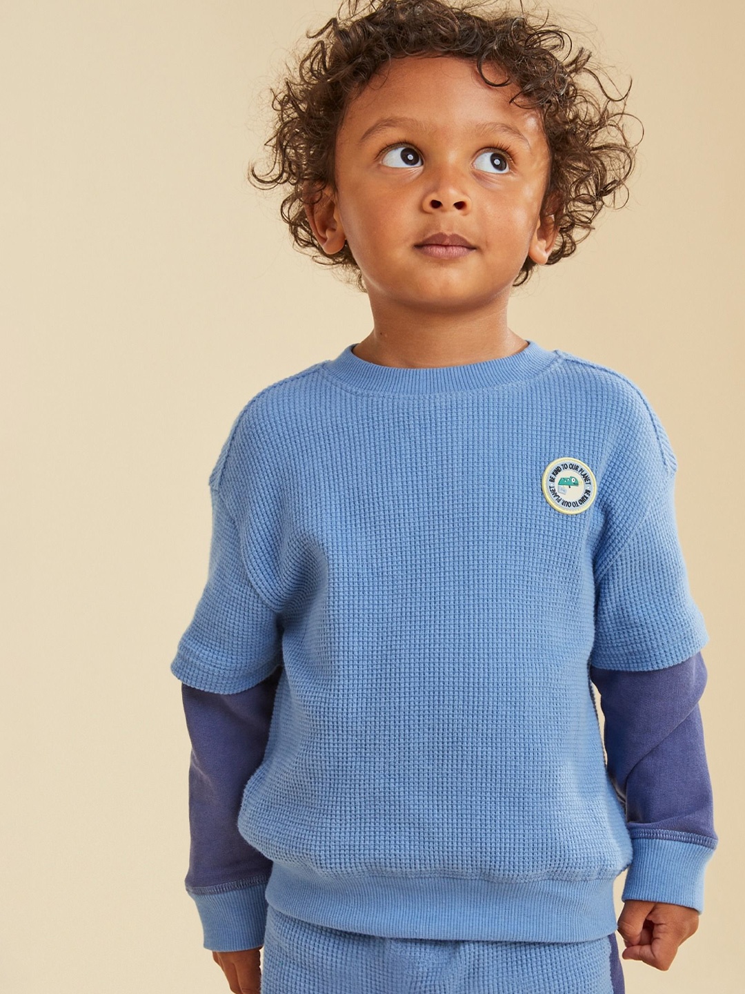

mothercare Boys Colourblocked Pure Cotton Sweatshirt & Joggers, Blue