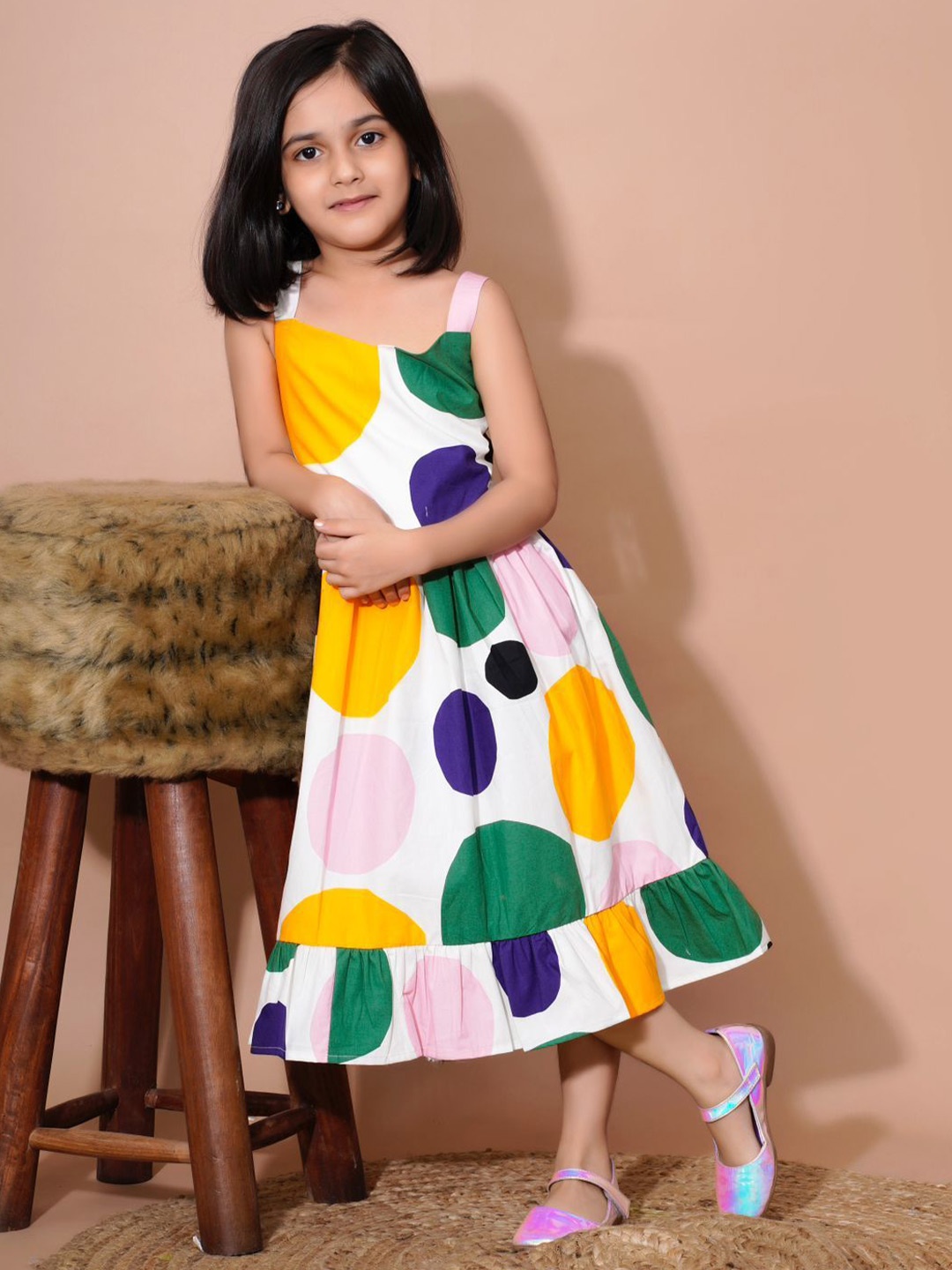 

MUM & DAUGHTER Girls Print Fit & Flare Dress, White
