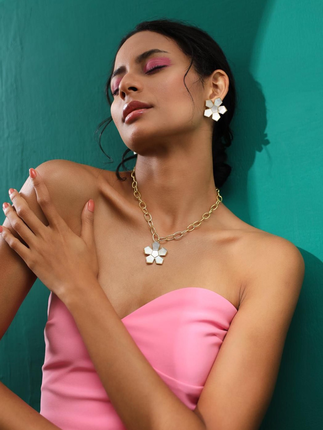 

Varnika Arora Gold-Plated Geometric Mother of Pearl Studs
