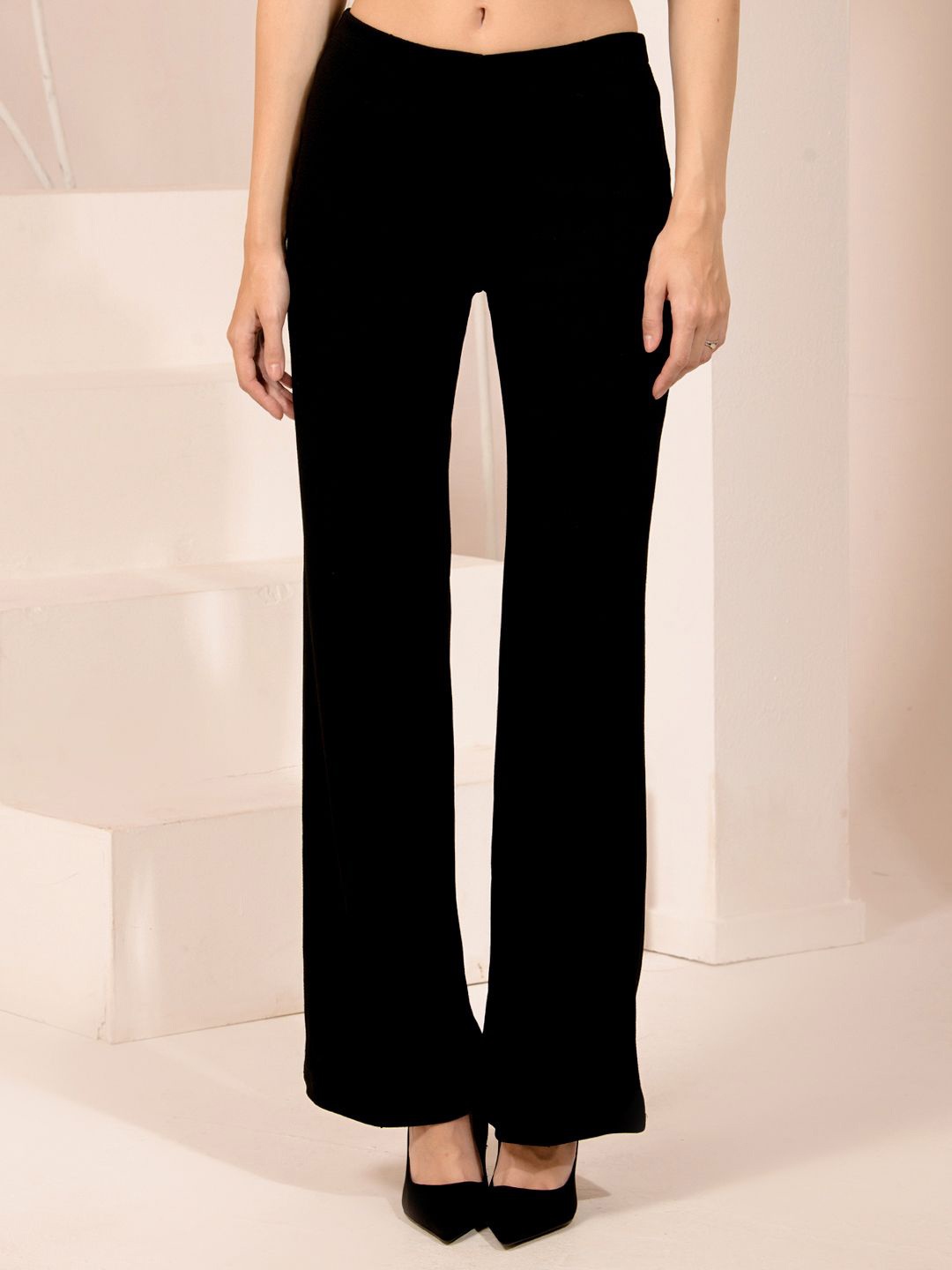 

TANDUL Women Original Mid-Rise Parallel Trousers, Black