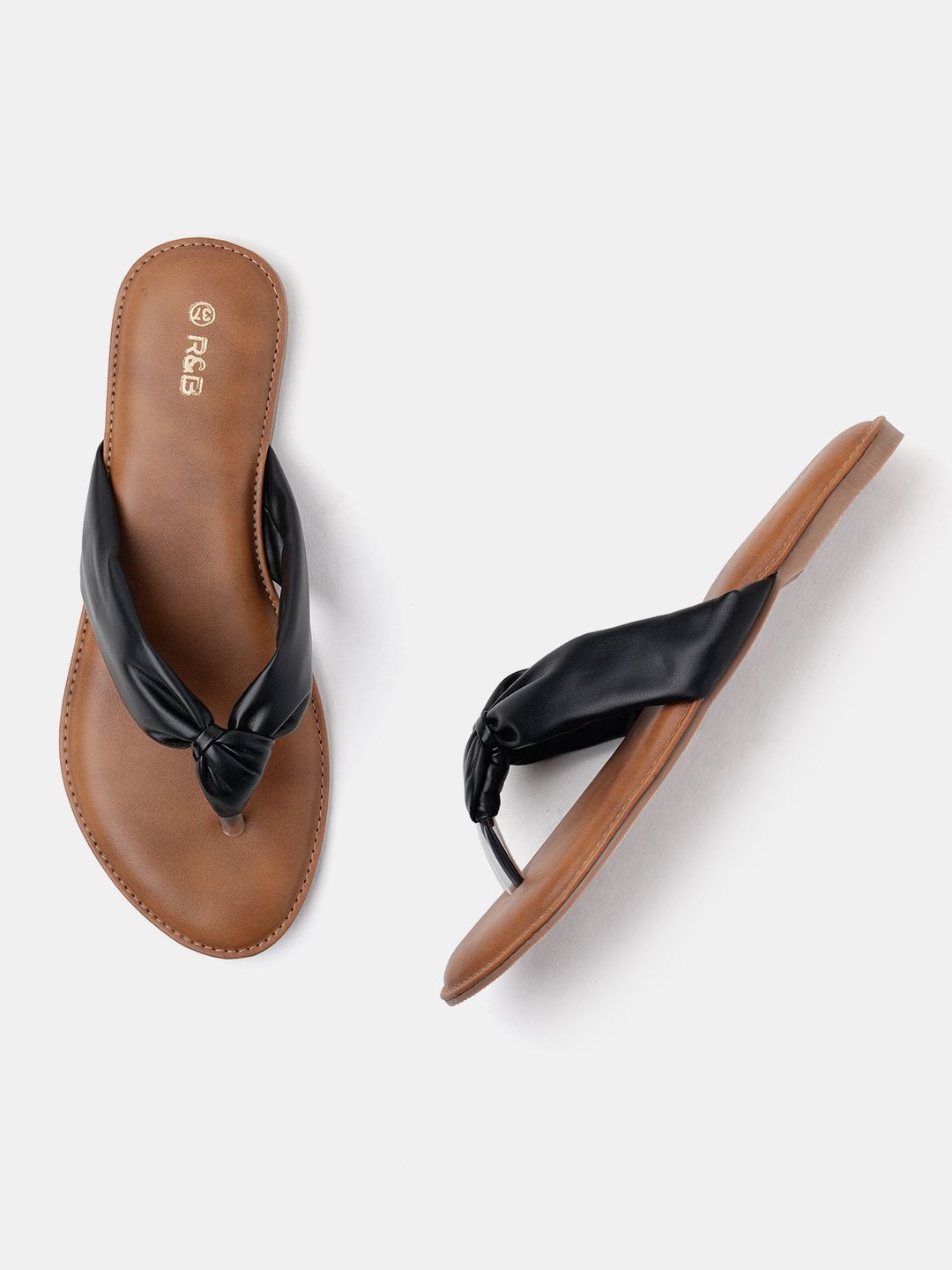 

R&B Women T-Strap Flats, Black