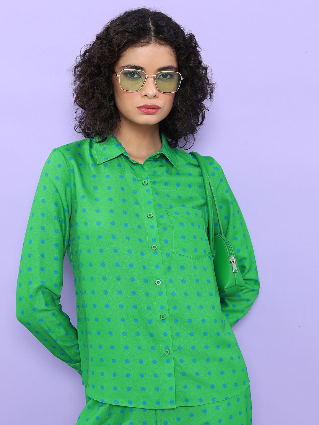 

Tokyo Talkies Women Printed Shirt, Green