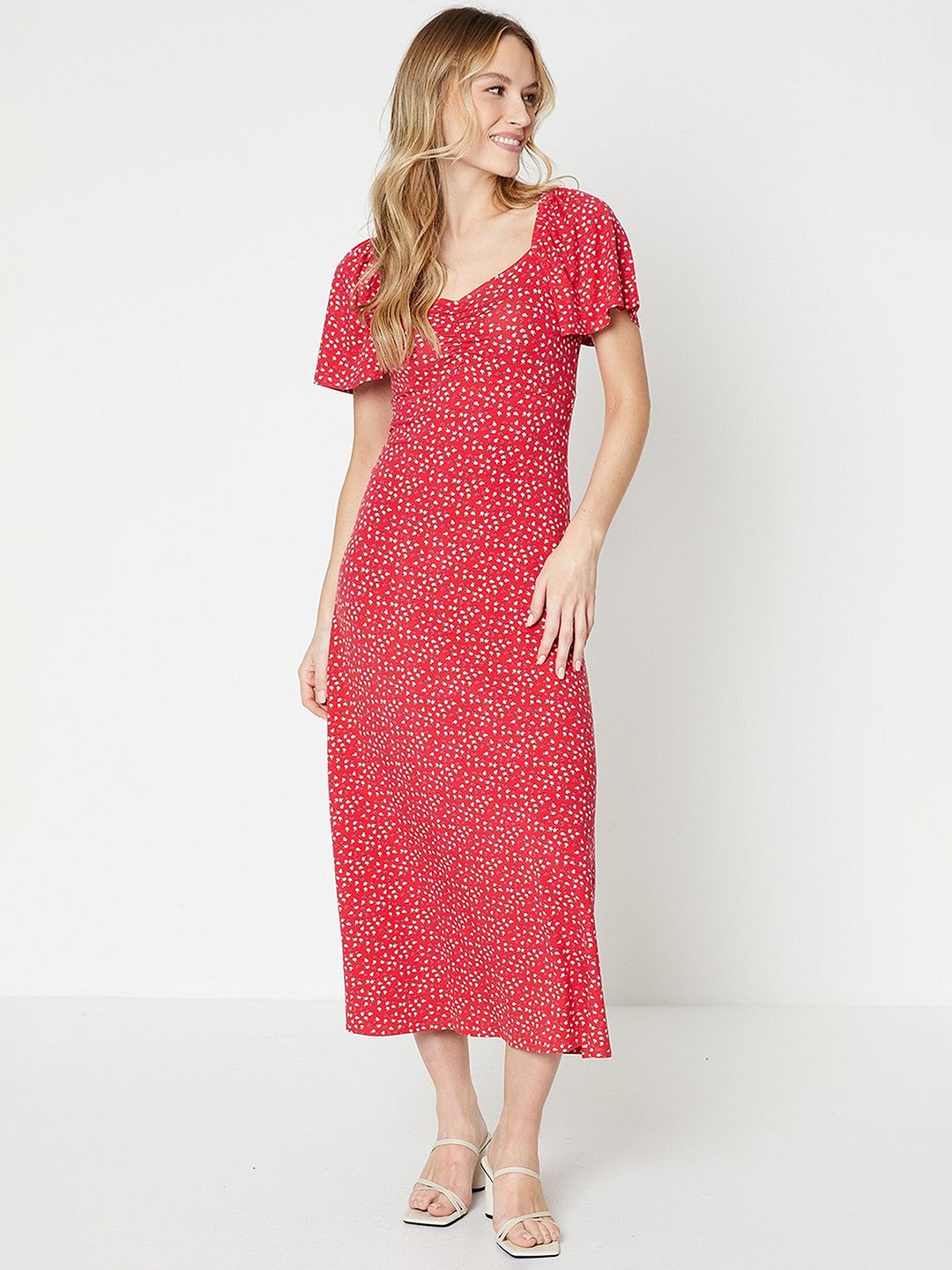 

DOROTHY PERKINS Floral Print Flutter Sleeve Sheath Dress, Red