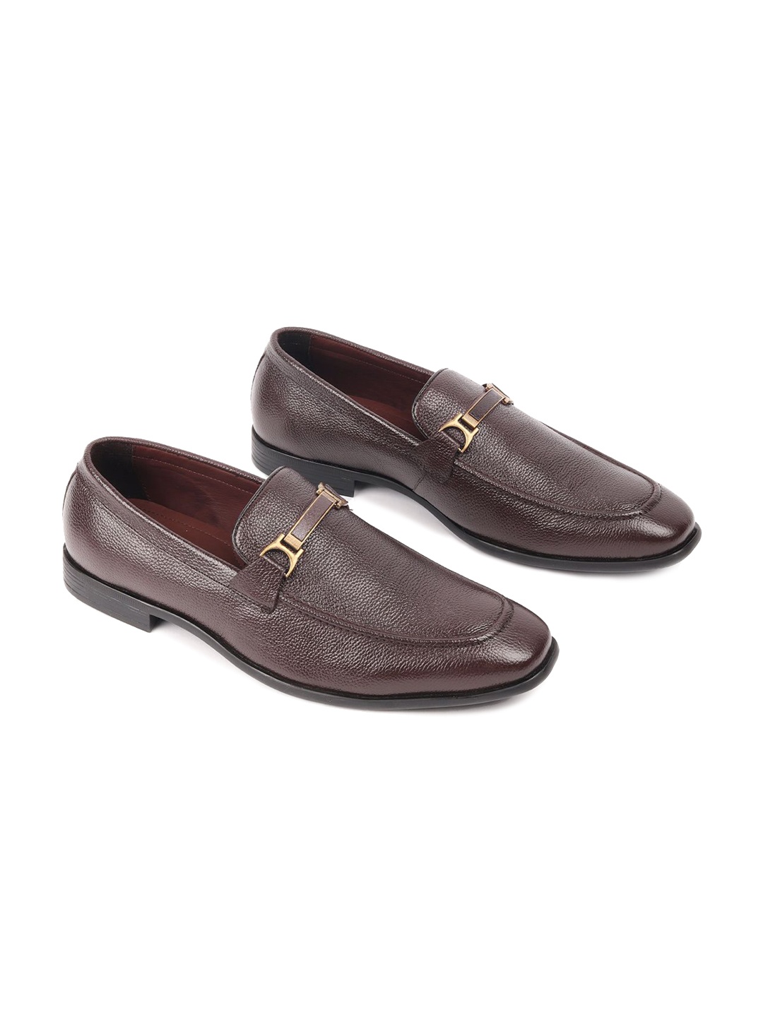 

ODETTE Men Textured Formal Loafers, Brown