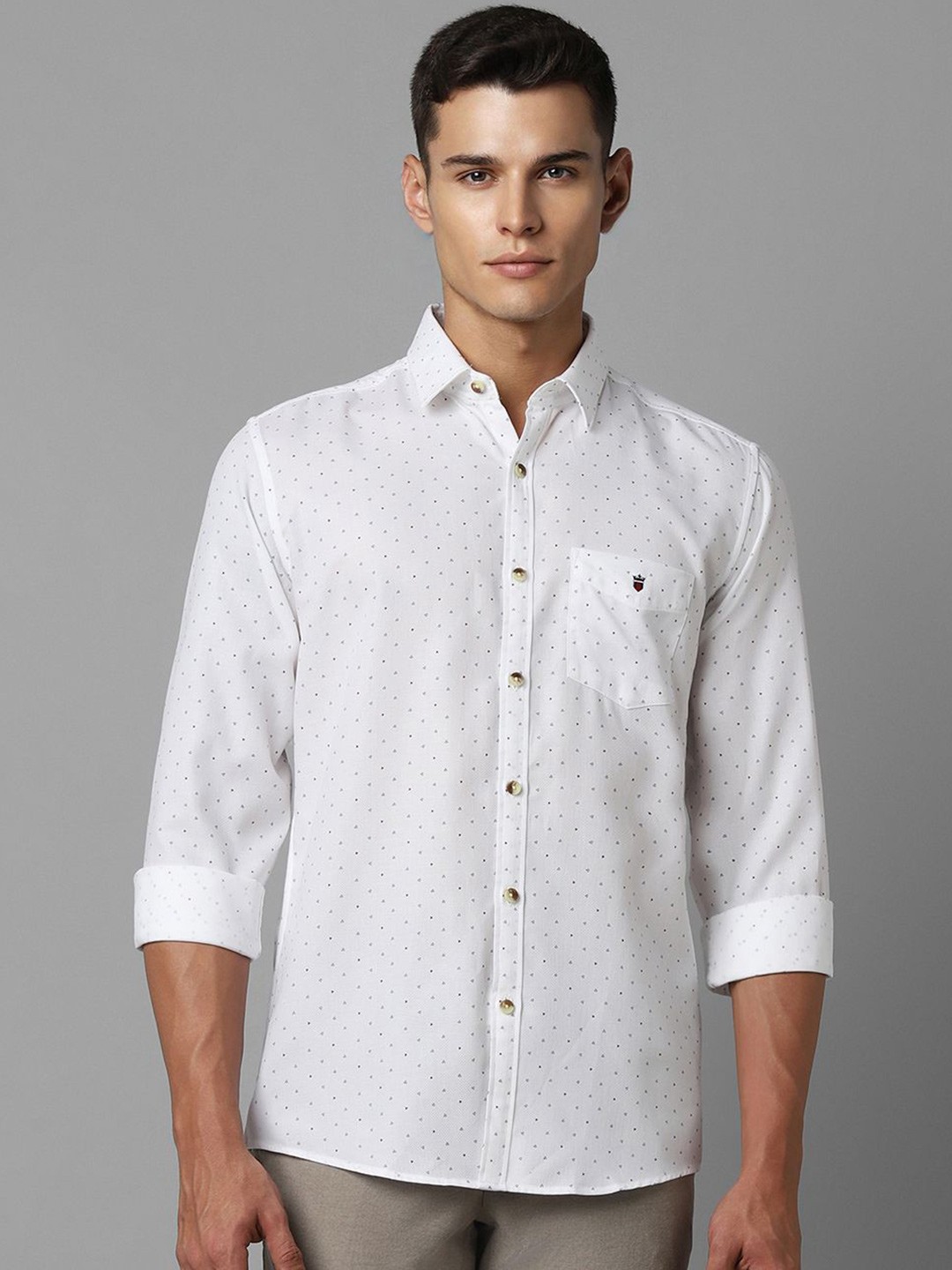 

Louis Philippe Sport Men Slim Fit Micro Ditsy Printed Pure Cotton Casual Shirt, White