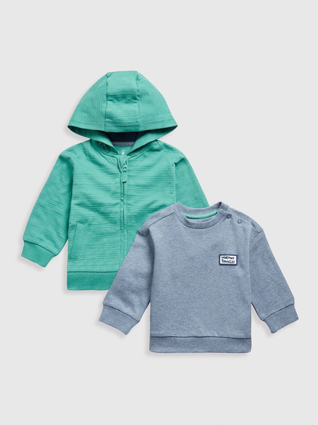 

mothercare Boys Antimicrobial Solid Hood Cotton Front-Open Sweatshirt, Green