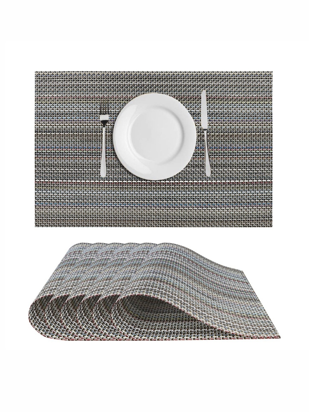 

LooMantha Grey 6 Pieces Self Design Rectangle Table Placemats