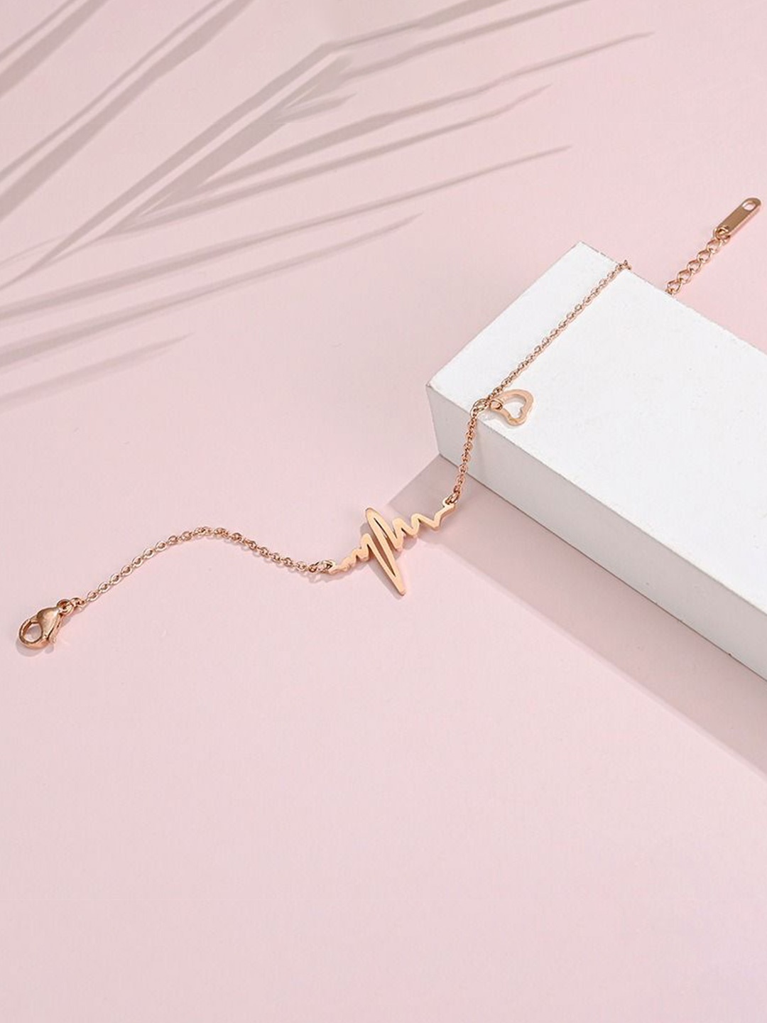 

MYKI Rose Gold-Plated Stainless Steel Heartbeat Charm Bracelet